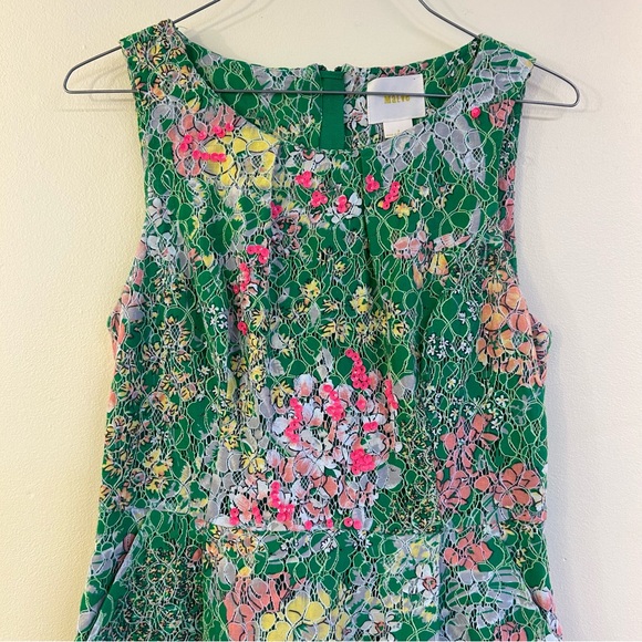 Anthropologie Maeve Dress Verbena Lace Floral Green Sequin Spring Size 2 - Picture 2 of 11